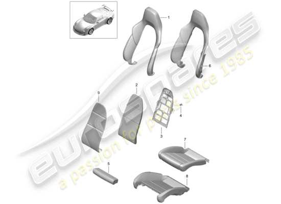 a part diagram from the Porsche 991R/GT3/RS parts catalogue