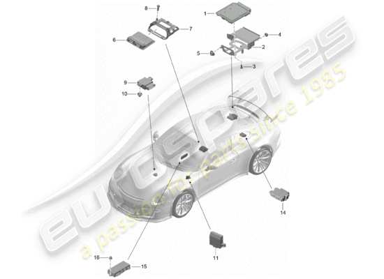 a part diagram from the Porsche 991R/GT3/RS parts catalogue