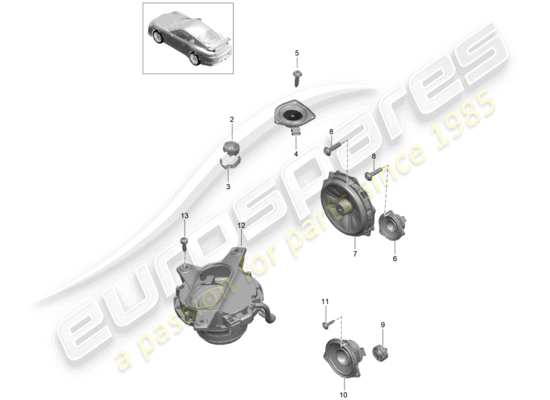 a part diagram from the Porsche 991R/GT3/RS parts catalogue