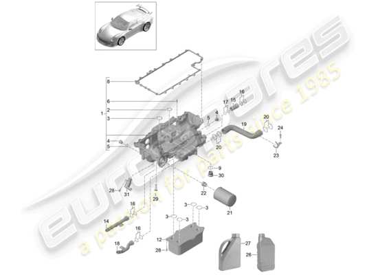 a part diagram from the Porsche 991R/GT3/RS parts catalogue