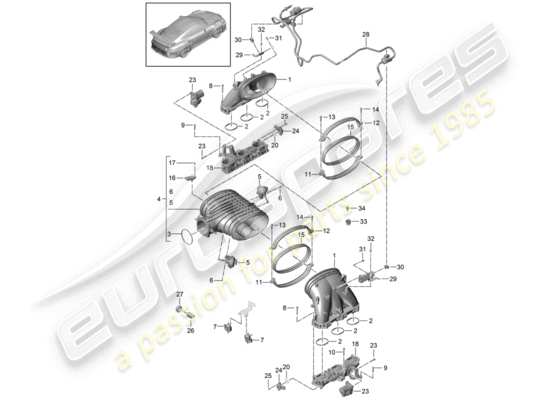 a part diagram from the Porsche 991R/GT3/RS parts catalogue