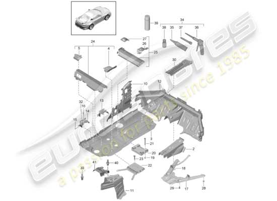 a part diagram from the Porsche 991R/GT3/RS (2018) parts catalogue