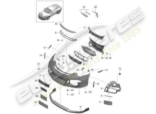 a part diagram from the Porsche 991R/GT3/RS parts catalogue