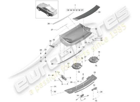 a part diagram from the Porsche 991R/GT3/RS parts catalogue