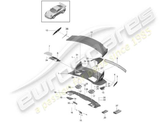 a part diagram from the Porsche 991R/GT3/RS (2018) parts catalogue