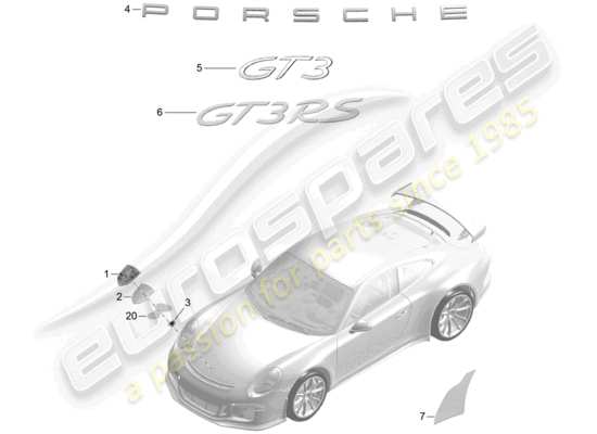 a part diagram from the Porsche 991R/GT3/RS parts catalogue