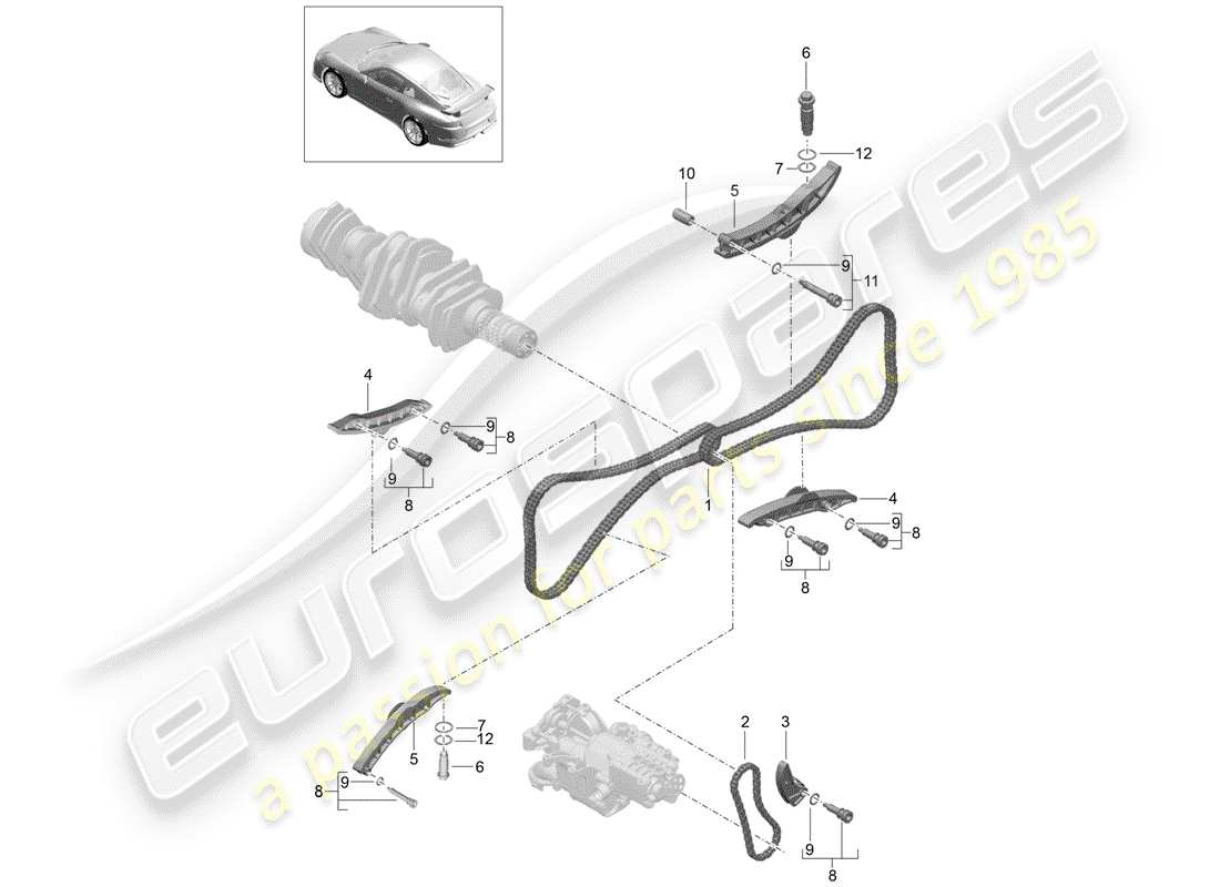 Porsche 991R/GT3/RS (2019) TENSIONER - CHAIN Part Diagram