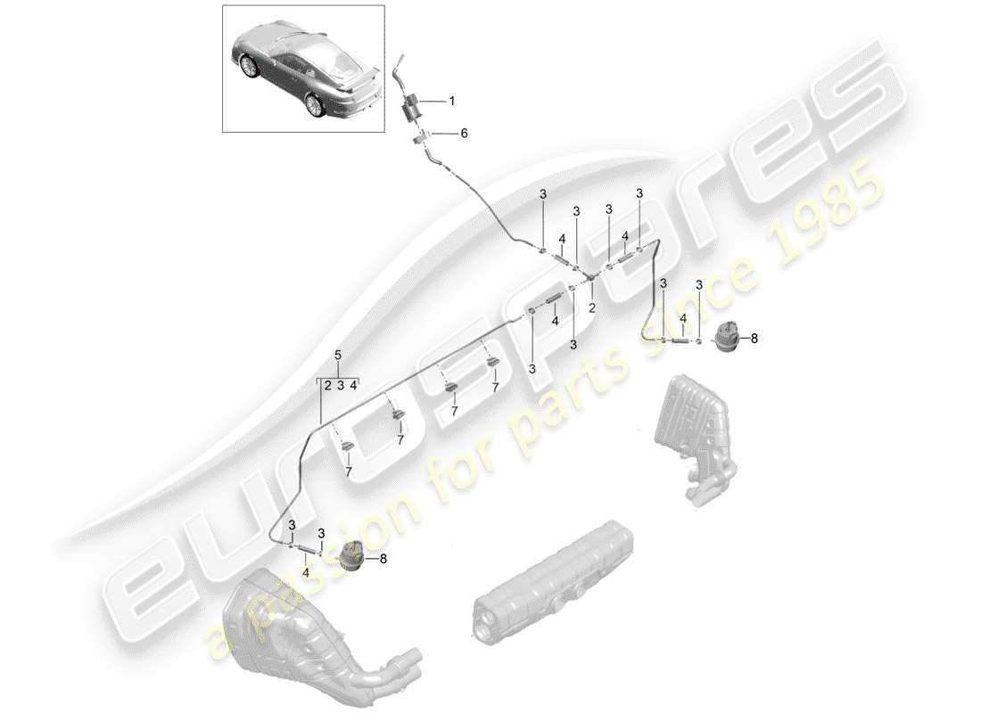 Porsche 991R/GT3/RS (2019) Exhaust System Part Diagram