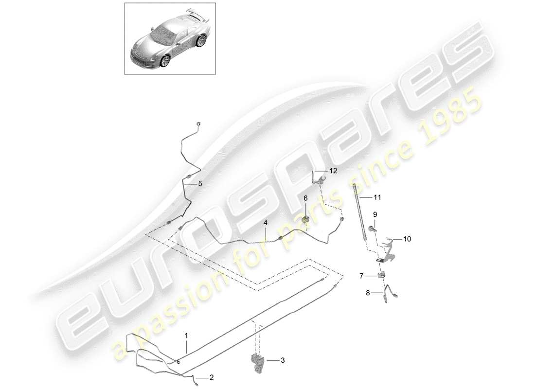 Porsche 991R/GT3/RS (2019) brake line Part Diagram