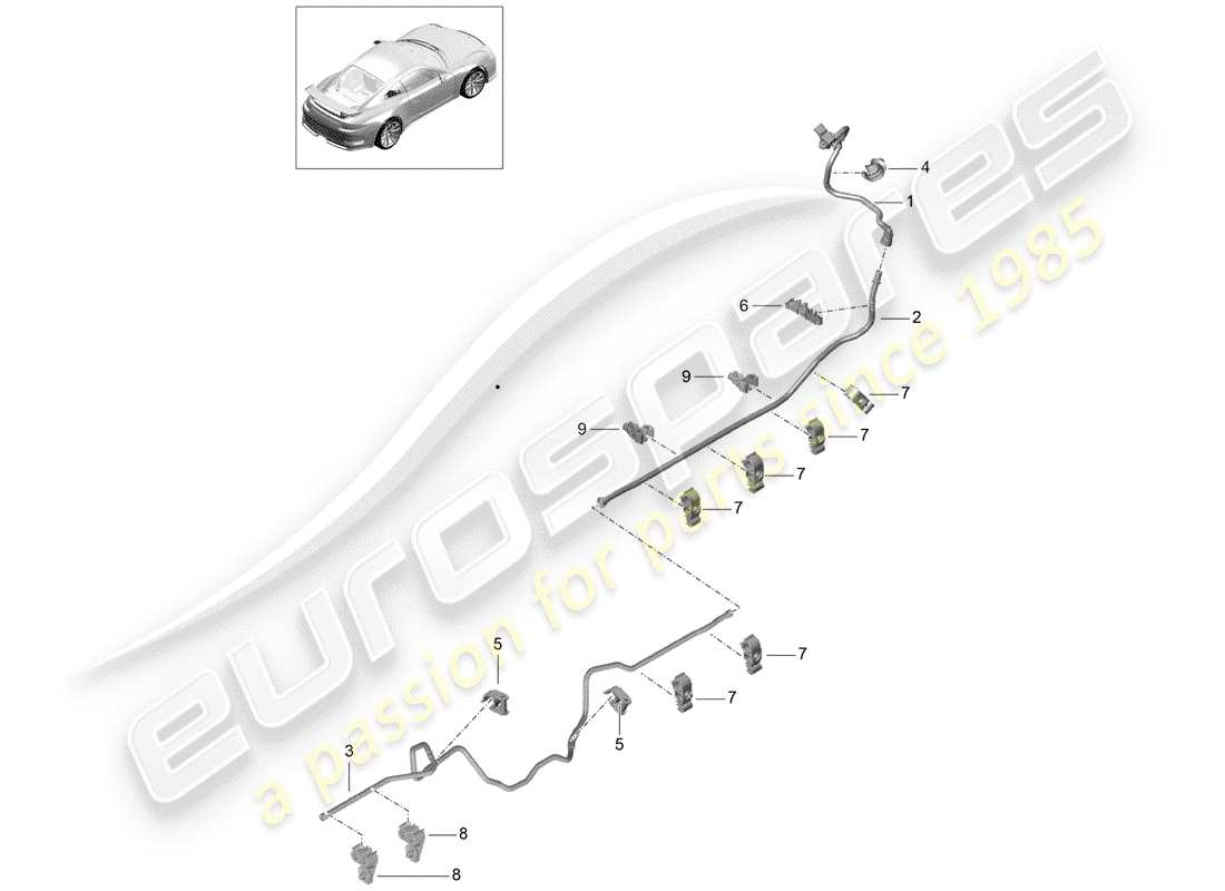 Porsche 991R/GT3/RS (2019) VACUUM LINE Part Diagram