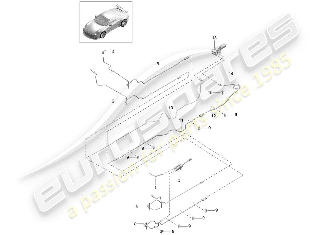 Porsche 991R/GT3/RS (2019) hydraulic clutch Part Diagram