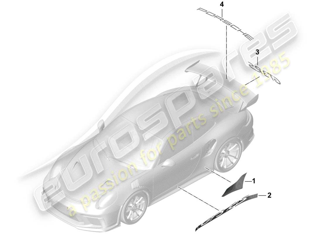 Porsche 991R/GT3/RS (2019) TRIM FOIL Part Diagram