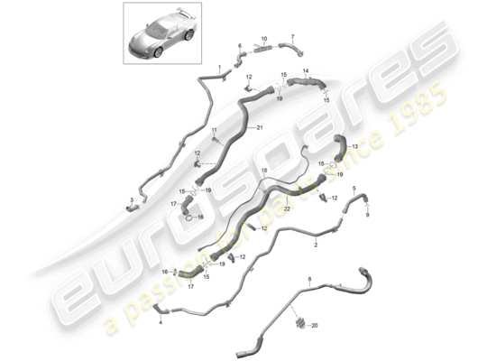 a part diagram from the Porsche 991R/GT3/RS parts catalogue