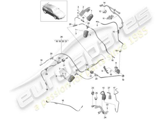 a part diagram from the Porsche 991R/GT3/RS parts catalogue