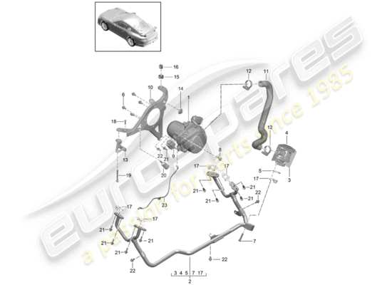 a part diagram from the Porsche 991R/GT3/RS parts catalogue