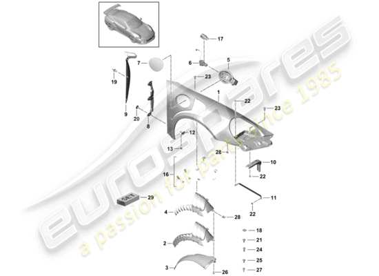 a part diagram from the Porsche 991R/GT3/RS parts catalogue