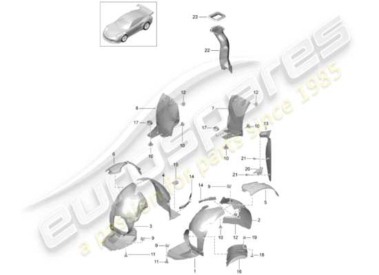 a part diagram from the Porsche 991R/GT3/RS parts catalogue