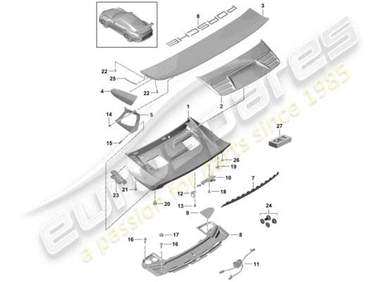 a part diagram from the Porsche 991R/GT3/RS parts catalogue