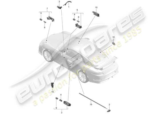 a part diagram from the Porsche 991R/GT3/RS parts catalogue