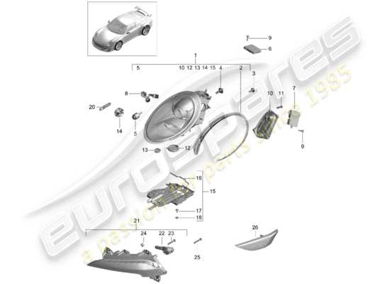 a part diagram from the Porsche 991R/GT3/RS (2019) parts catalogue