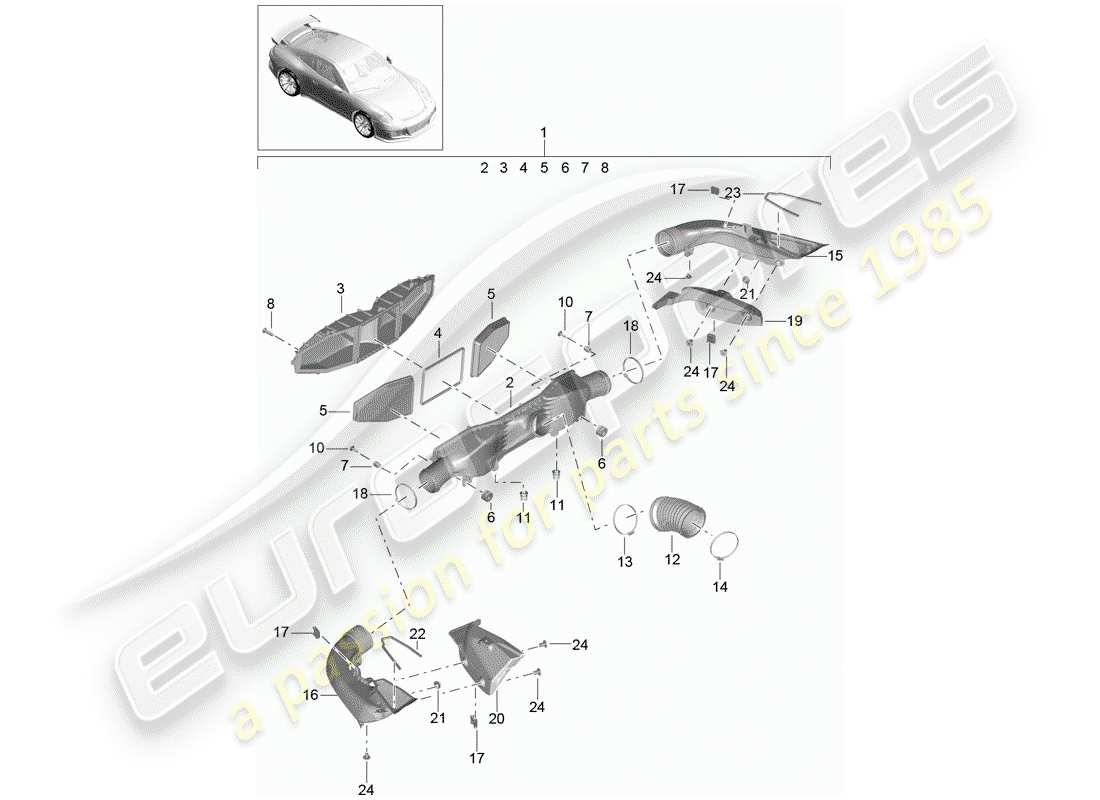 Porsche 991R/GT3/RS (2020) AIR CLEANER Part Diagram