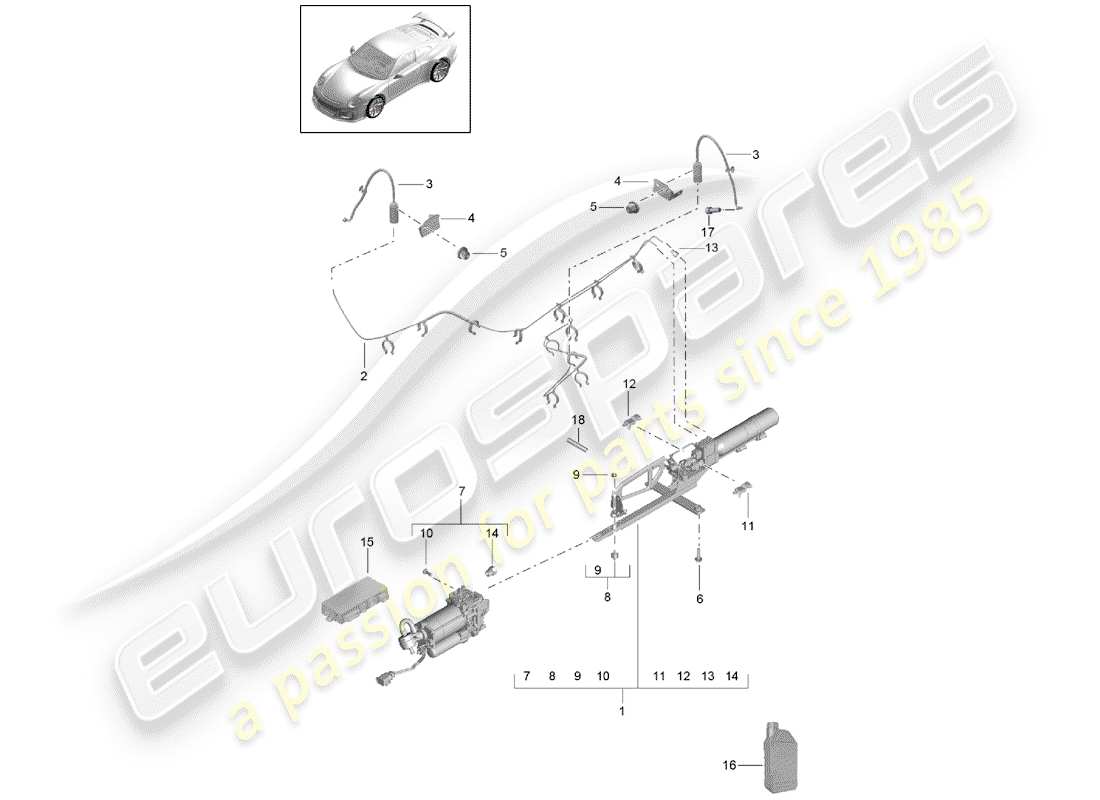 Porsche 991R/GT3/RS (2020) ADAPTIVE SUSPENSION Part Diagram