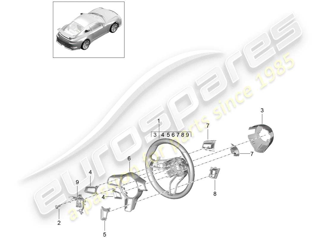 Porsche 991R/GT3/RS (2020) STEERING WHEEL Part Diagram