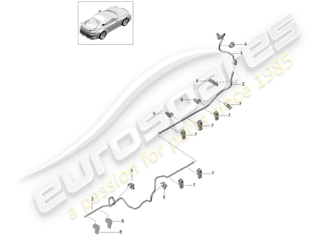 Porsche 991R/GT3/RS (2020) VACUUM LINE Part Diagram