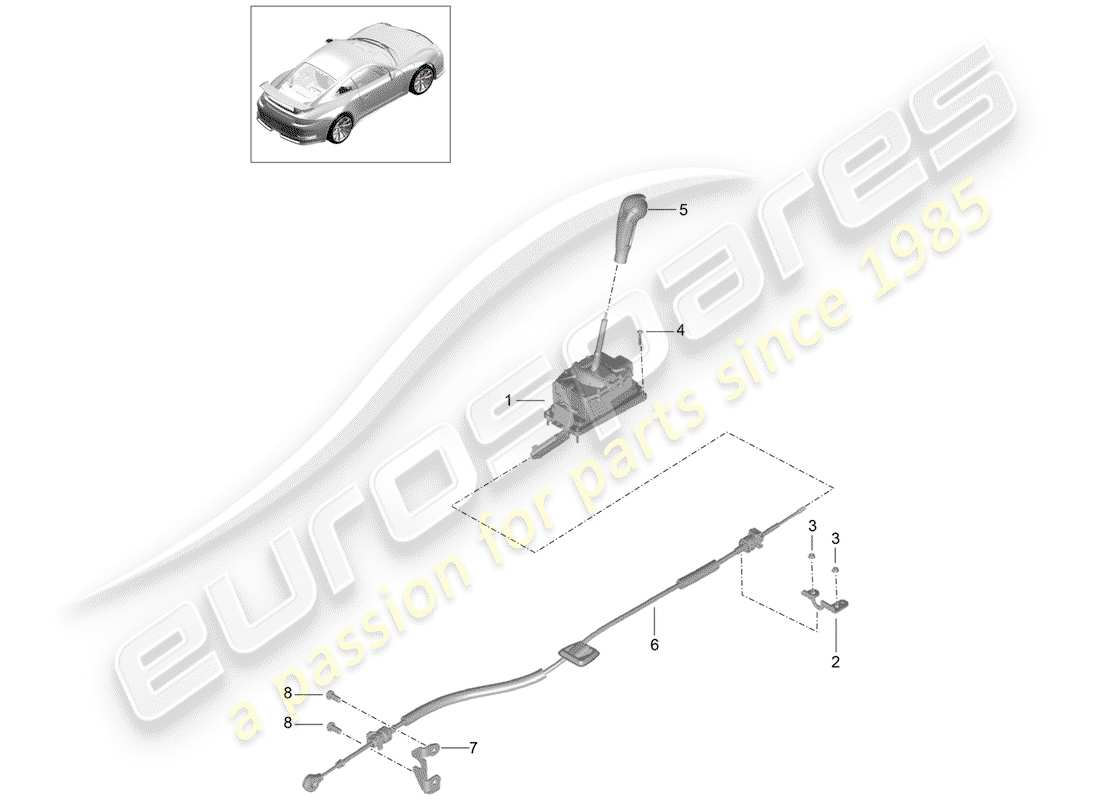Porsche 991R/GT3/RS (2020) selector lever Part Diagram