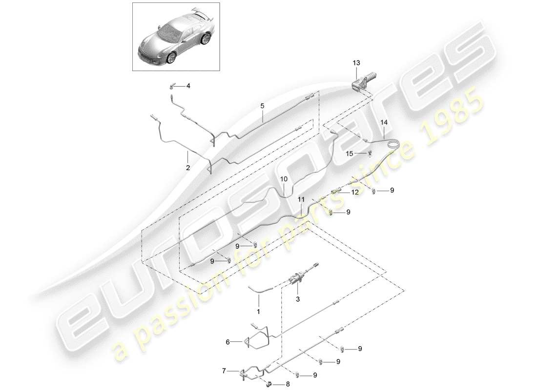 Porsche 991R/GT3/RS (2020) hydraulic clutch Part Diagram