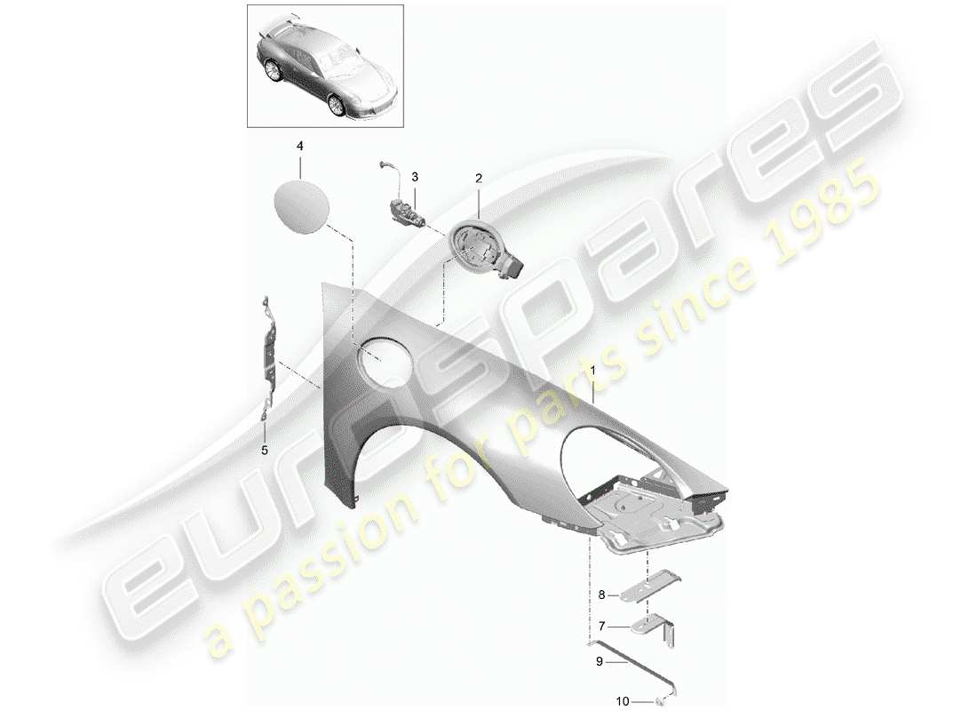 Porsche 991R/GT3/RS (2020) FENDER Part Diagram