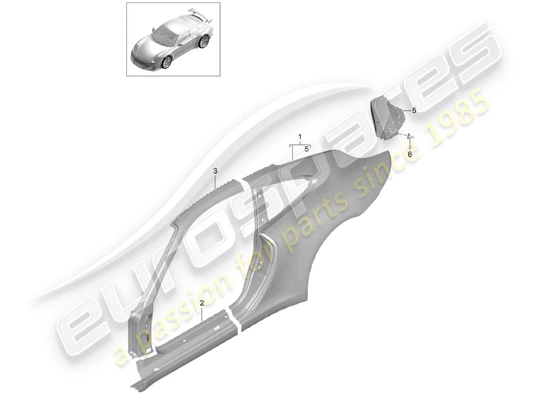 Porsche 991R/GT3/RS (2020) SIDE PANEL Part Diagram