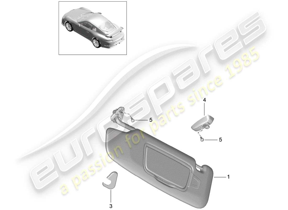 Porsche 991R/GT3/RS (2020) SUN VIZORS Part Diagram