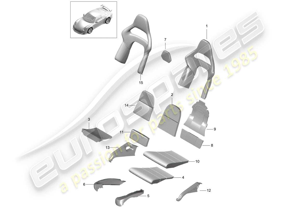 Porsche 991R/GT3/RS (2020) foam part Part Diagram