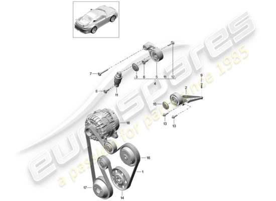 a part diagram from the Porsche 991R/GT3/RS parts catalogue