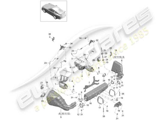 a part diagram from the Porsche 991R/GT3/RS parts catalogue