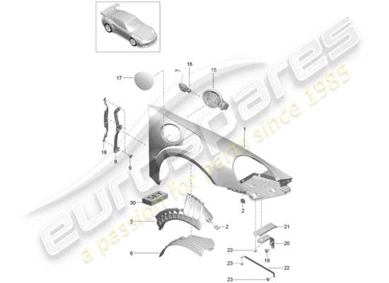 a part diagram from the Porsche 991R/GT3/RS (2020) parts catalogue