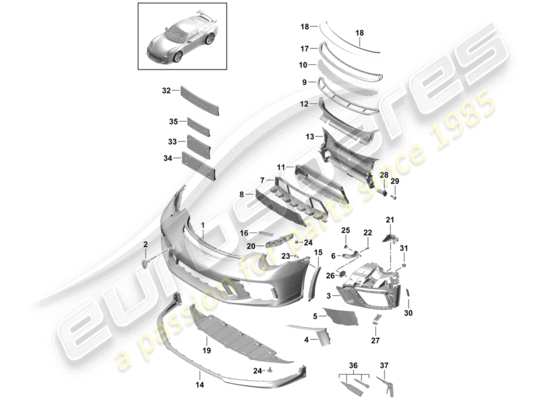 a part diagram from the Porsche 991R/GT3/RS (2020) parts catalogue