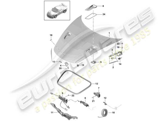 a part diagram from the Porsche 991R/GT3/RS parts catalogue