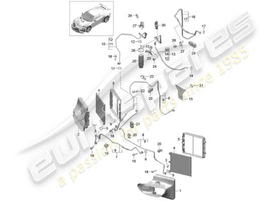 a part diagram from the Porsche 991R/GT3/RS parts catalogue