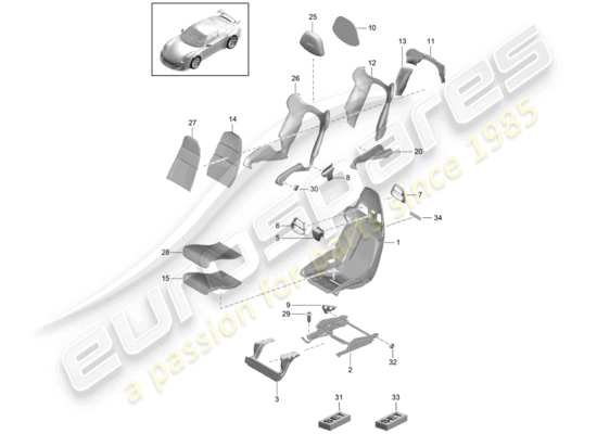 a part diagram from the Porsche 991R/GT3/RS parts catalogue