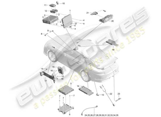 a part diagram from the Porsche 991R/GT3/RS parts catalogue