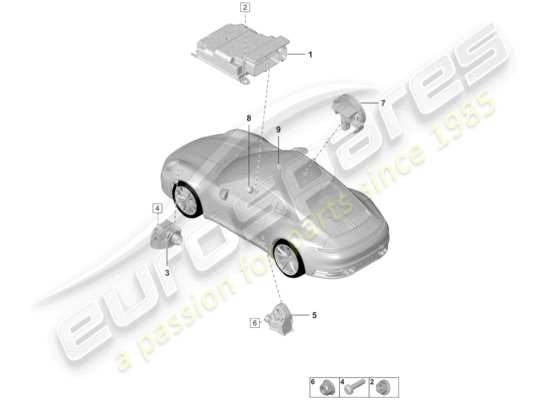 a part diagram from the Porsche 992 (2019) parts catalogue