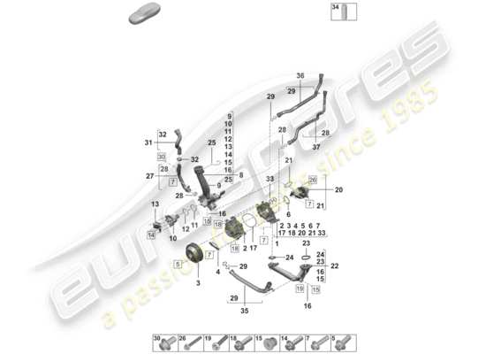 a part diagram from the Porsche 992 parts catalogue