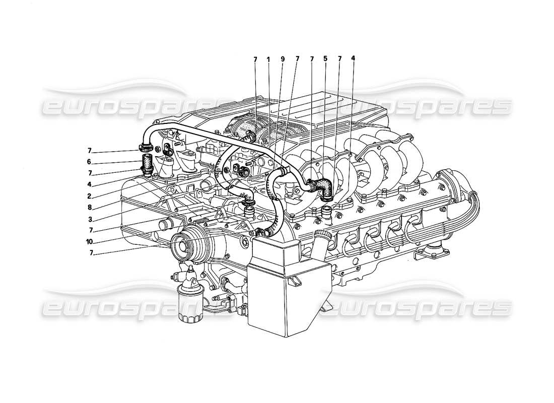 Ferrari Testarossa (1987) Blow - By System Part Diagram