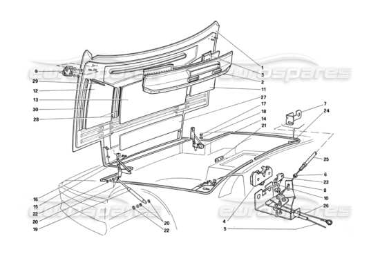 a part diagram from the Ferrari Testarossa parts catalogue