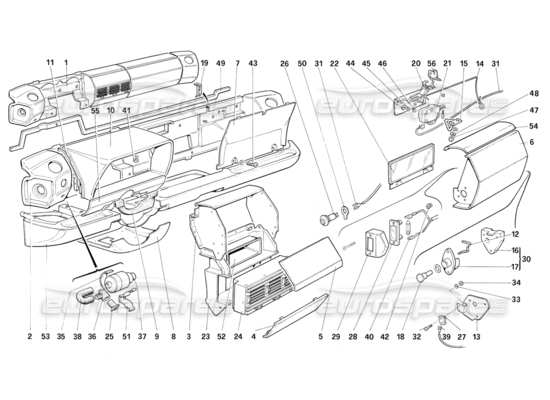 a part diagram from the Ferrari Testarossa parts catalogue