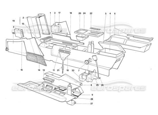 a part diagram from the Ferrari Testarossa parts catalogue