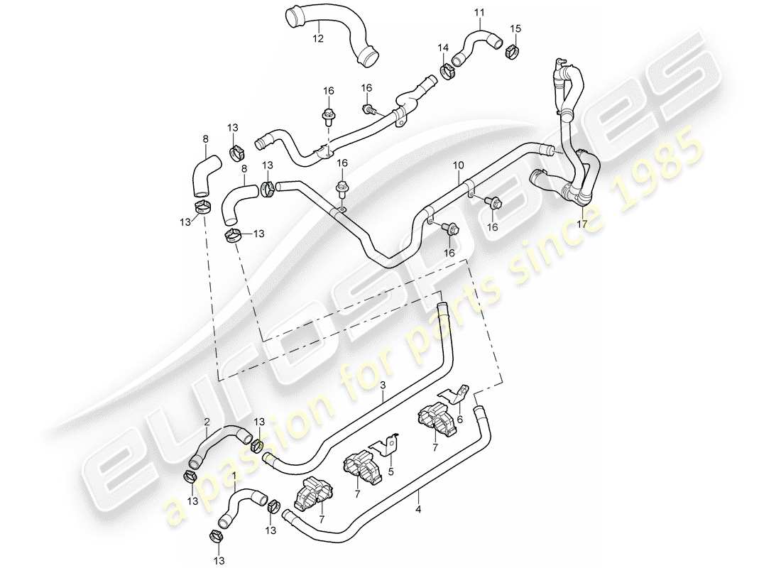 Porsche 997 (2007) lines Part Diagram