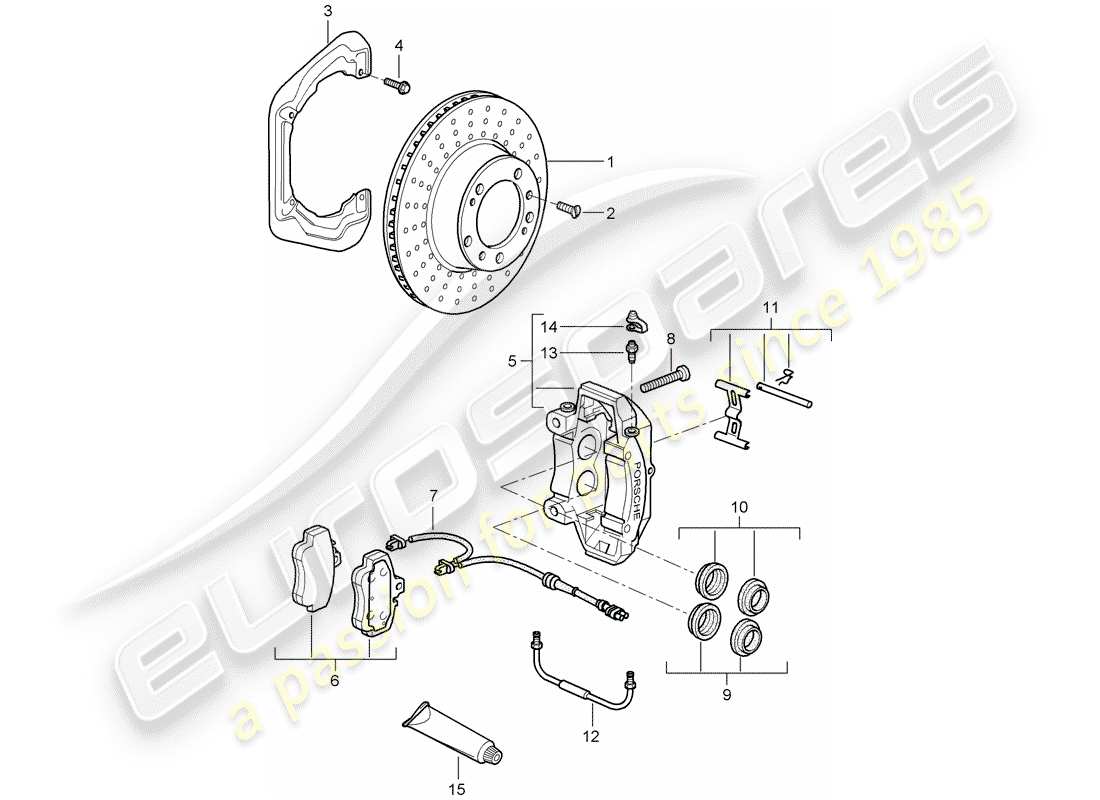 Porsche 997 (2007) disc brakes Part Diagram